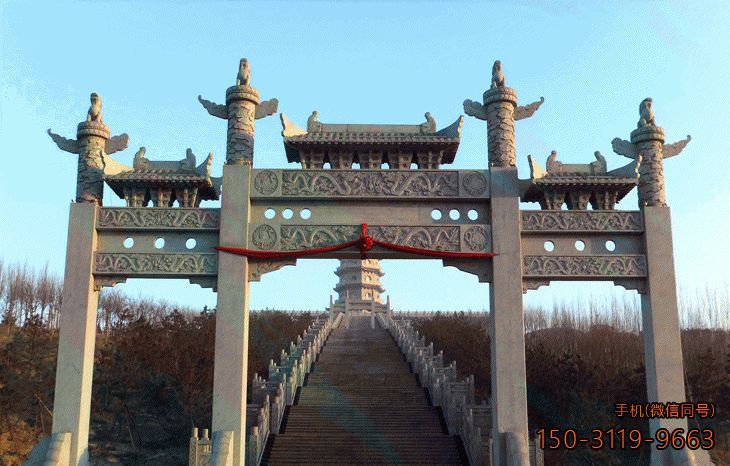 景區牌坊大門_三間四柱牌樓