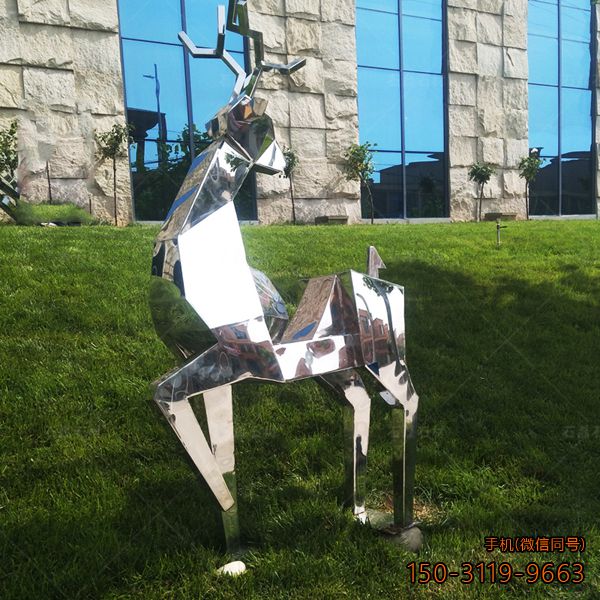 不銹鋼抽象鹿_景區公園園林動物擺件雕塑
