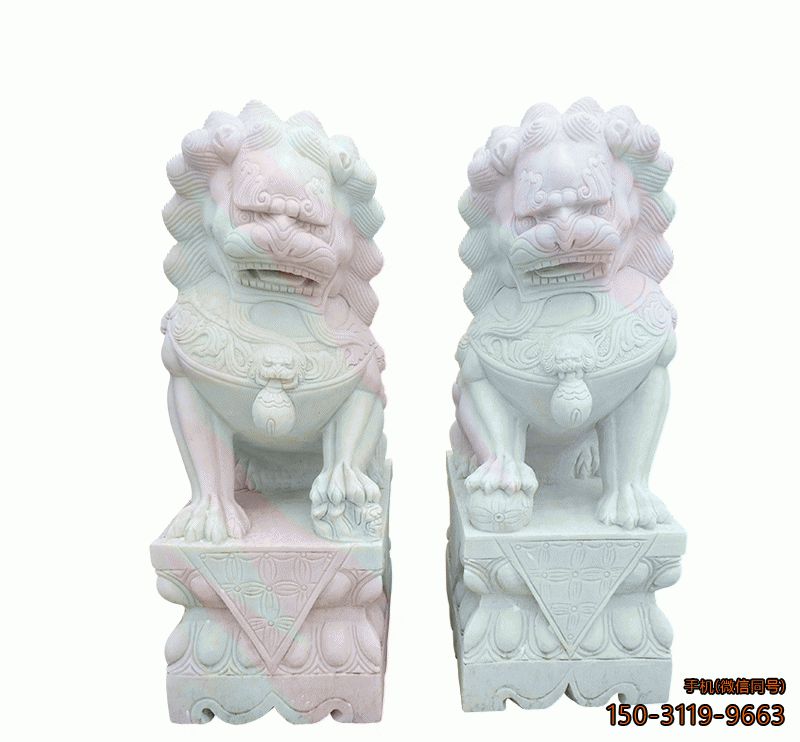 大理石獅子_城市動(dòng)物獅子景觀石雕雕塑