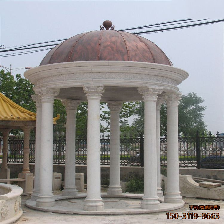 別墅區涼亭石雕歐式圓頂石涼亭雕塑