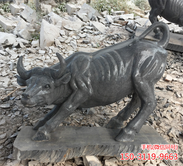 大理石華爾街牛企業石雕牛雕塑