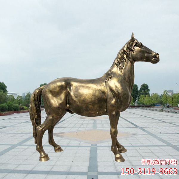 大型仿銅大馬_玻璃鋼動物房地產別墅戶外花園擺件雕塑