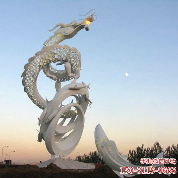 《游龍》不銹鋼動物景觀雕塑