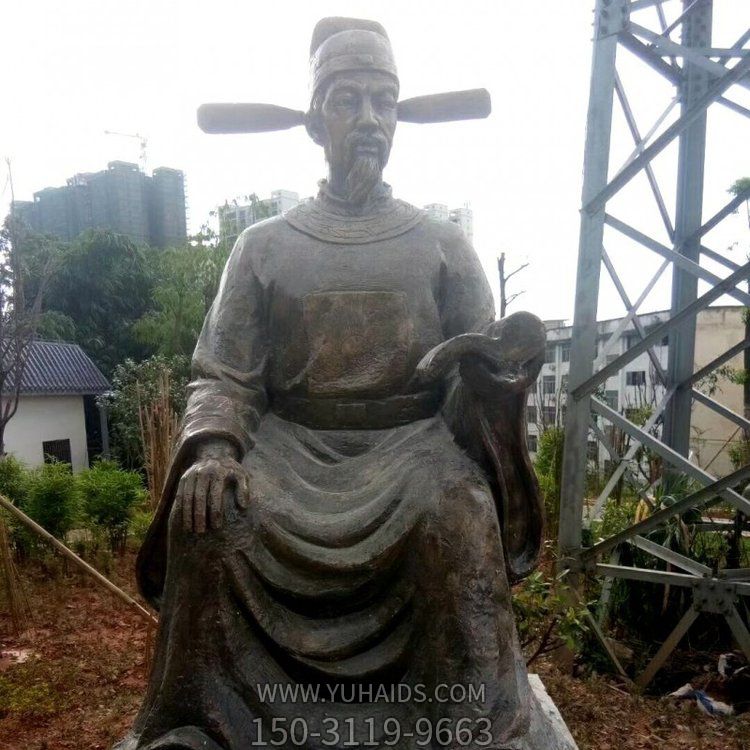 園林戶外玻璃鋼仿銅古代人物景觀雕塑