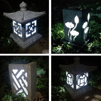 柱頭燈太陽能石燈籠現代風日式庭院廣場大理石草坪擺件