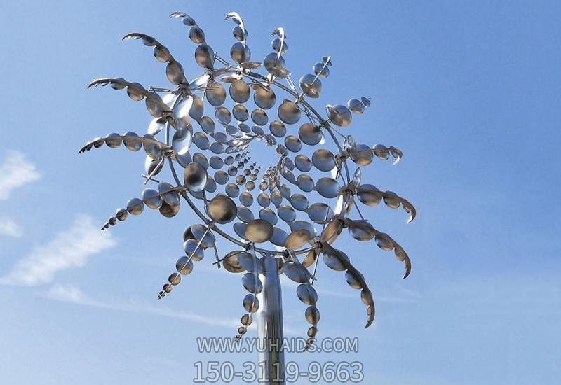城市大學廣場抽象不銹鋼向日葵雕塑