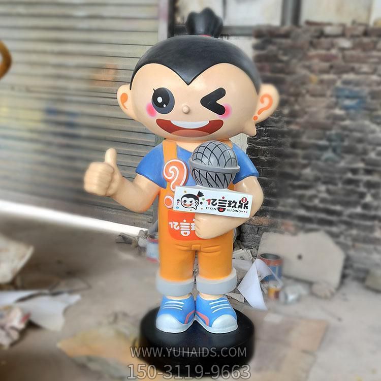 飯店奶茶店玻璃鋼創意卡通人物雕塑擺件