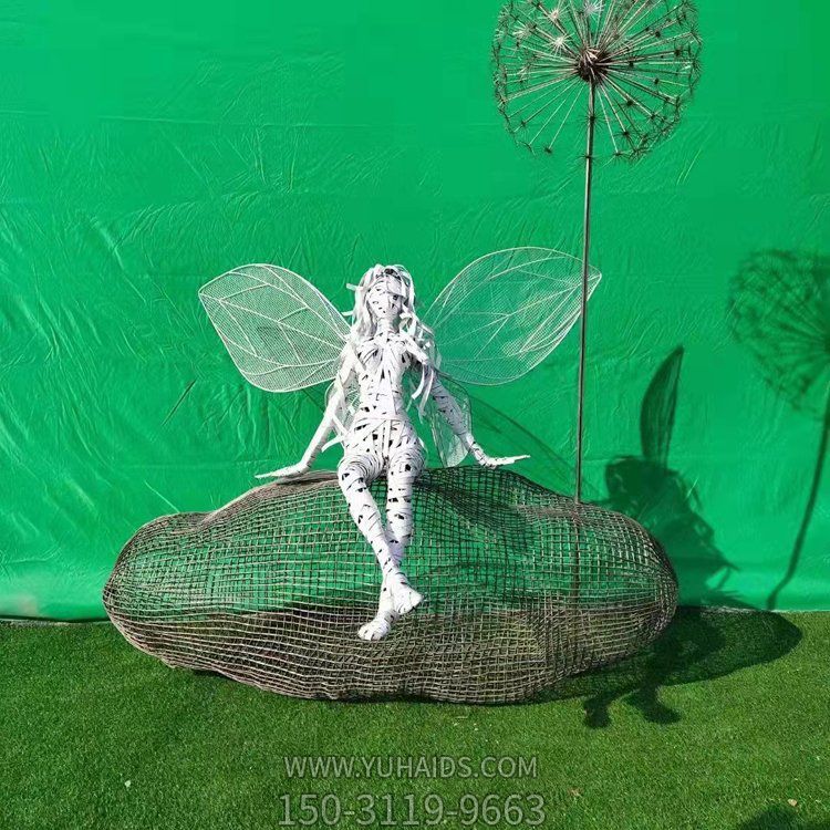 戶外園林不銹鋼抽象花仙子雕塑