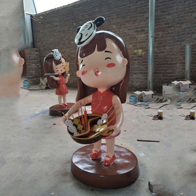 店鋪擺放玻璃鋼卡通女孩公仔引流吉祥物