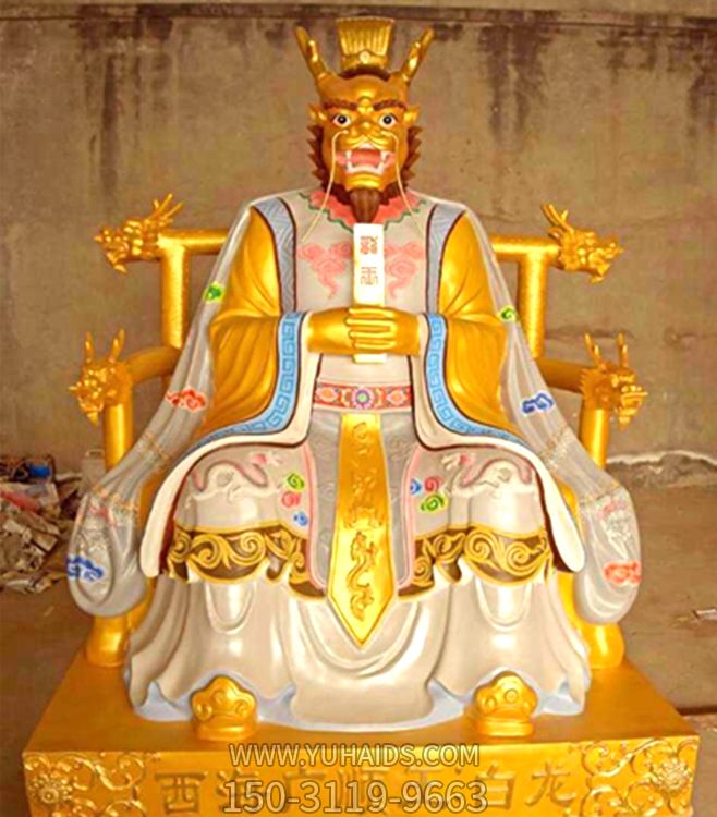 大型寺廟玻璃鋼樹脂彩繪龍王雕塑