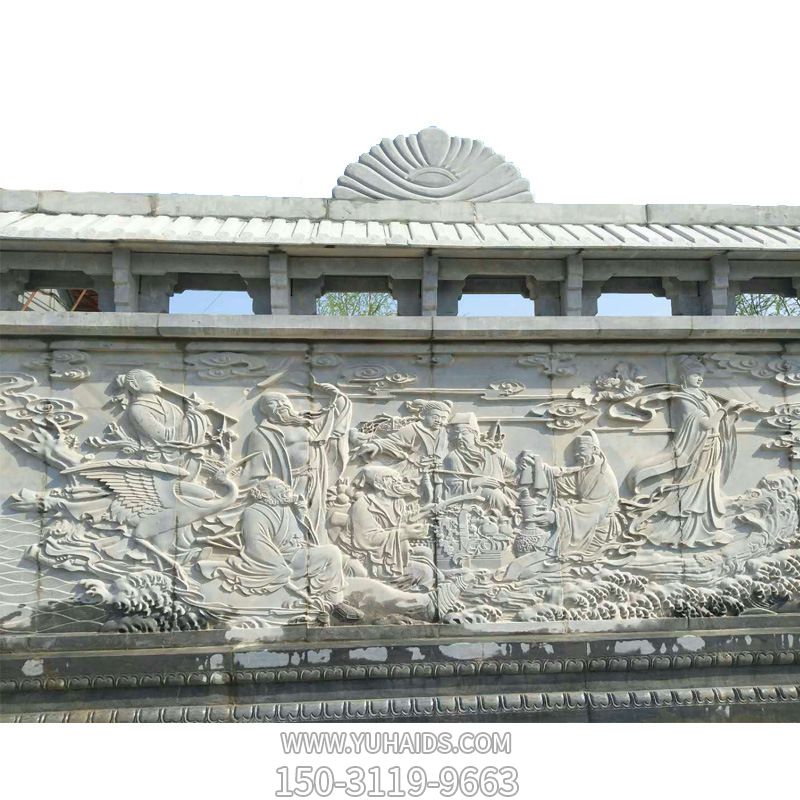 寺廟浮雕墻畫(huà)八仙過(guò)海戶外園林景觀八仙雕塑