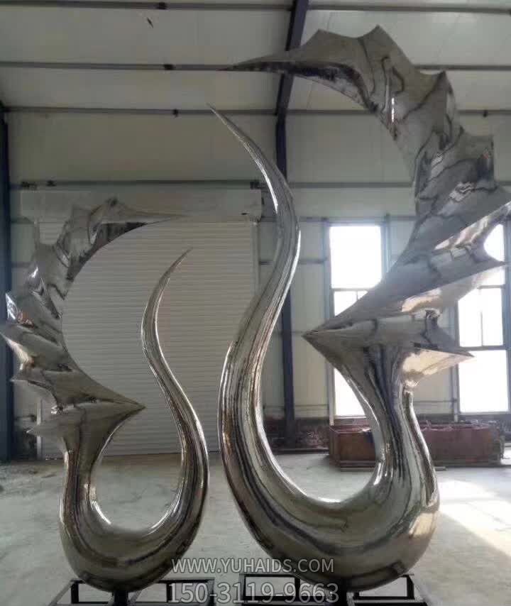 公園廣場不銹鋼鏡面創意幾何抽象天鵝雕塑