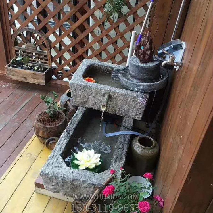 庭院創意大理石石雕種花的水槽雕塑