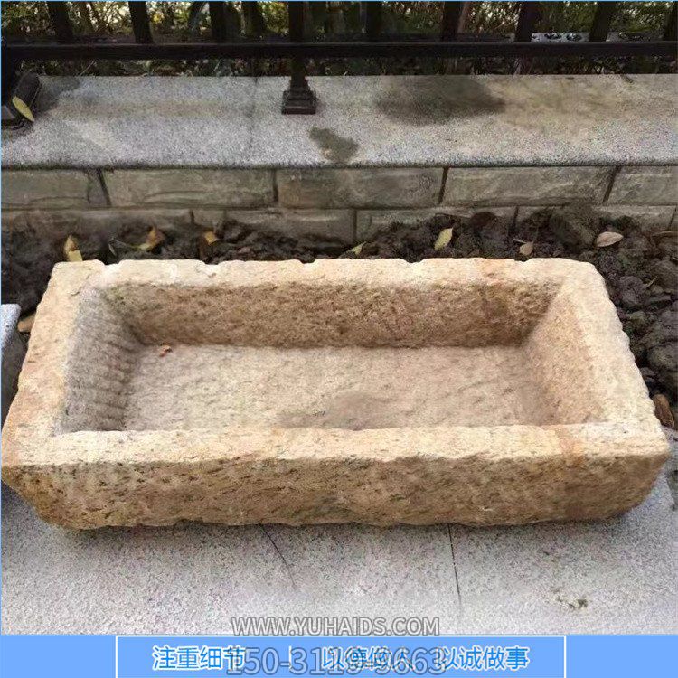 大理石石雕戶(hù)外園林景觀擺件老石槽雕塑