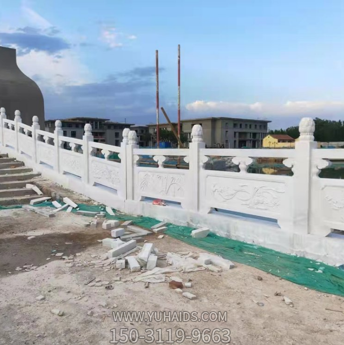 園林路橋護欄桿，漢白玉石雕欄桿雕塑