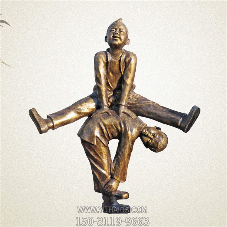 公園玻璃鋼仿銅園林玩耍嬉戲的兒童雕塑