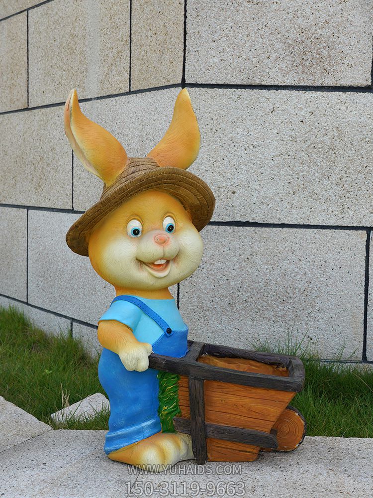 戶外景區可愛卡通玻璃鋼兔子雕塑