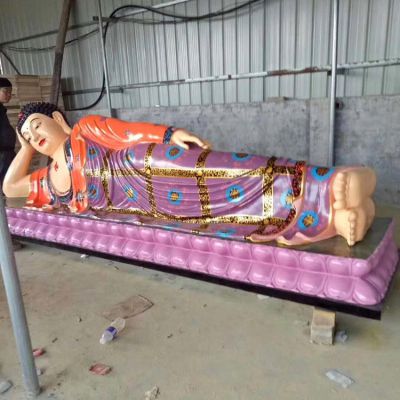 寺廟室內(nèi)供奉樹(shù)脂彩繪漆金如來(lái)佛神像雕塑