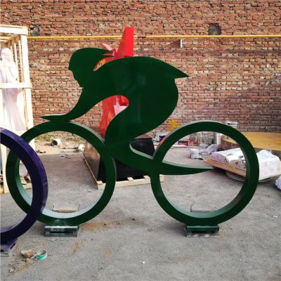 騎自行車，鐵藝剪影運動人物