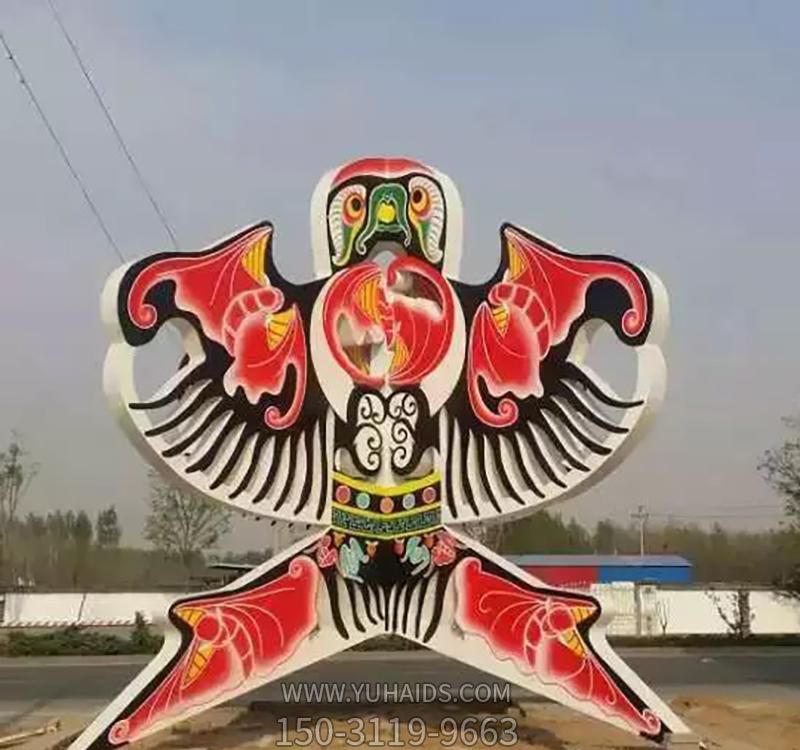城市花園廣場彩繪漢白玉風箏石雕雕塑