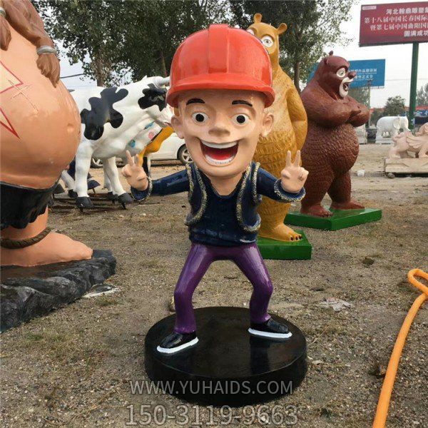 玻璃鋼卡通動畫片人物光頭強(qiáng)雕塑