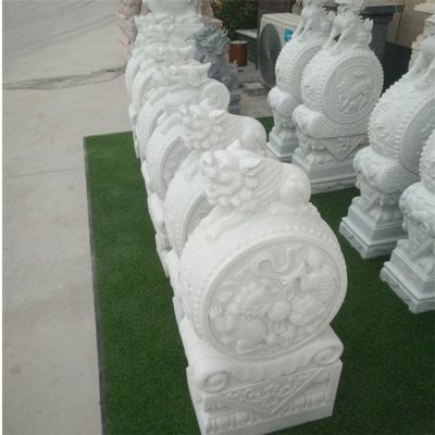 庭院門口大型浮雕抱鼓石雕塑擺件