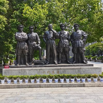 一代英豪，中國近代革命人物，周恩來、賀龍、葉挺、劉伯承、朱德偉人銅雕群