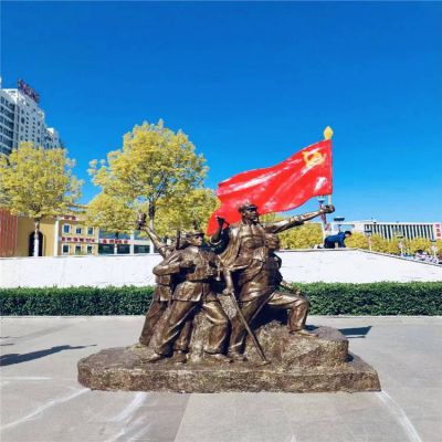 玻璃鋼仿銅戶(hù)外園林景觀英雄戰(zhàn)士人物雕塑