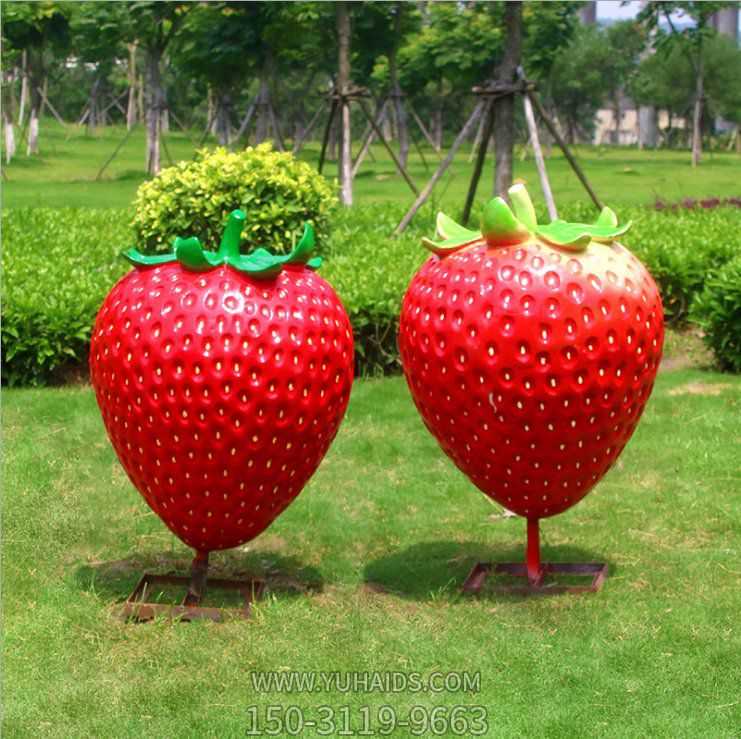 玻璃鋼草莓雕塑農業農場觀光園水果卡通模型雕塑