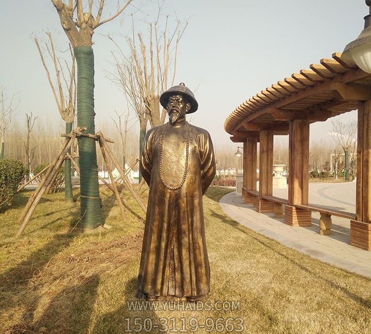 學院廣場晚晴愛國英雄林則徐玻璃鋼仿銅雕塑