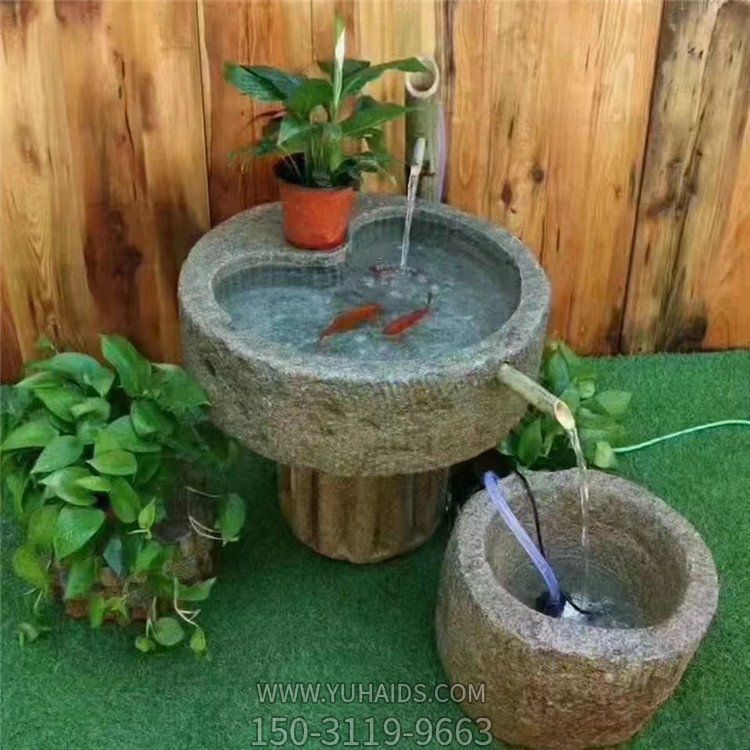 大理石石雕庭院擺件養魚種花創意石槽雕塑