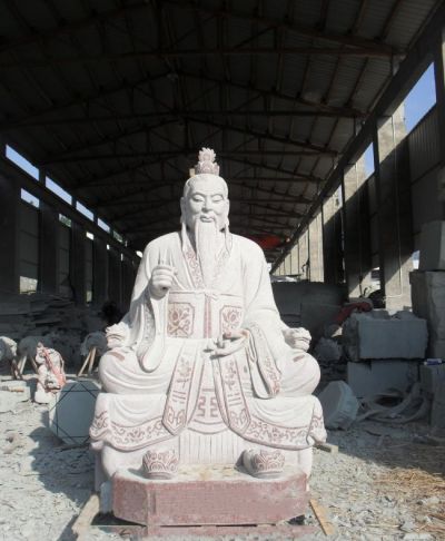 戶(hù)外景區(qū)大型漢白玉石雕神像太上老君雕塑