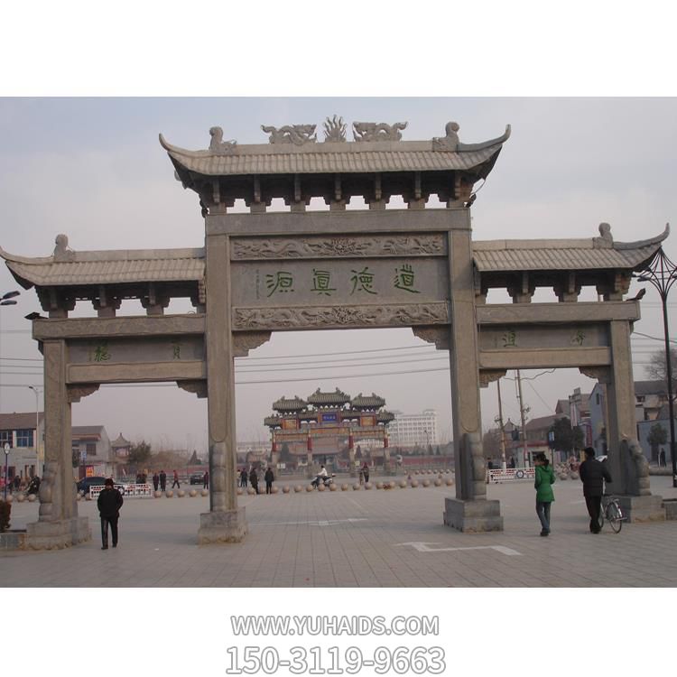 大理石石雕戶外三門景區牌坊雕塑