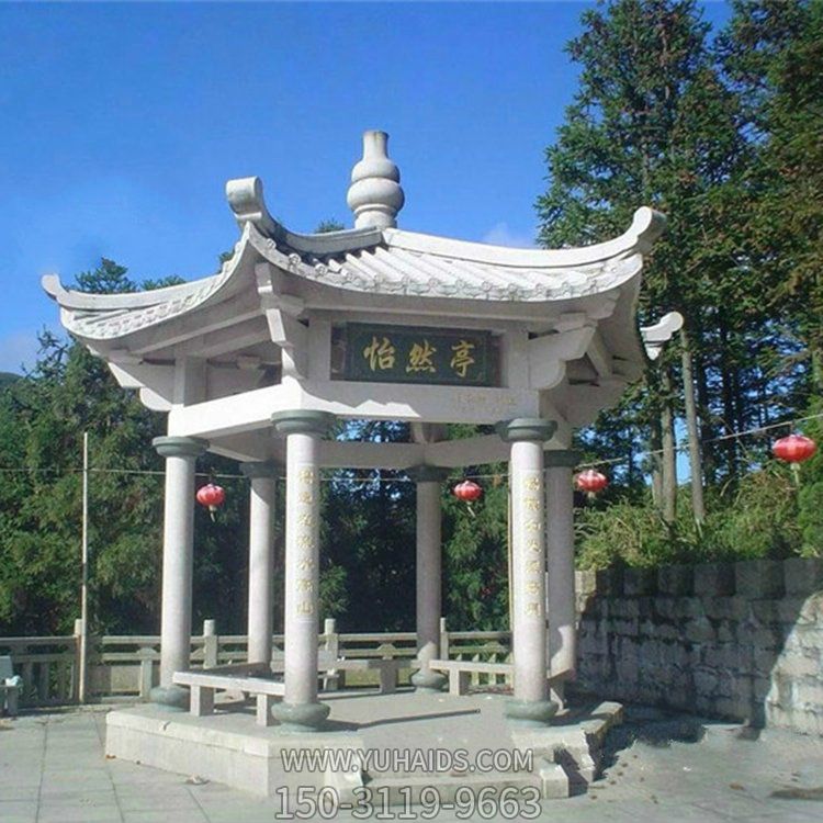 景點(diǎn)戶(hù)外園林 大理石雕刻制作六角復(fù)古建涼亭雕塑
