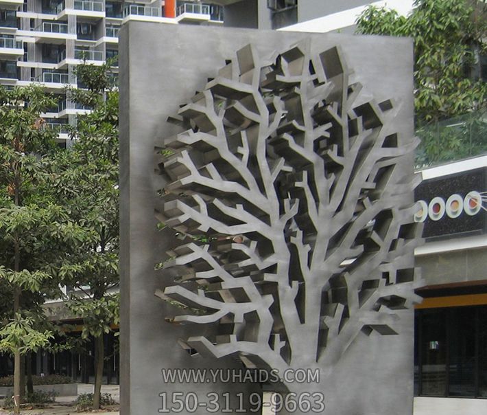 小區不銹鋼剪影樹雕塑