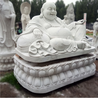 漢白玉彌勒佛，大型笑佛菩薩石雕像