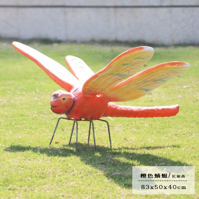 商場醫院爬行橘黃玻璃鋼蜻蜓雕塑