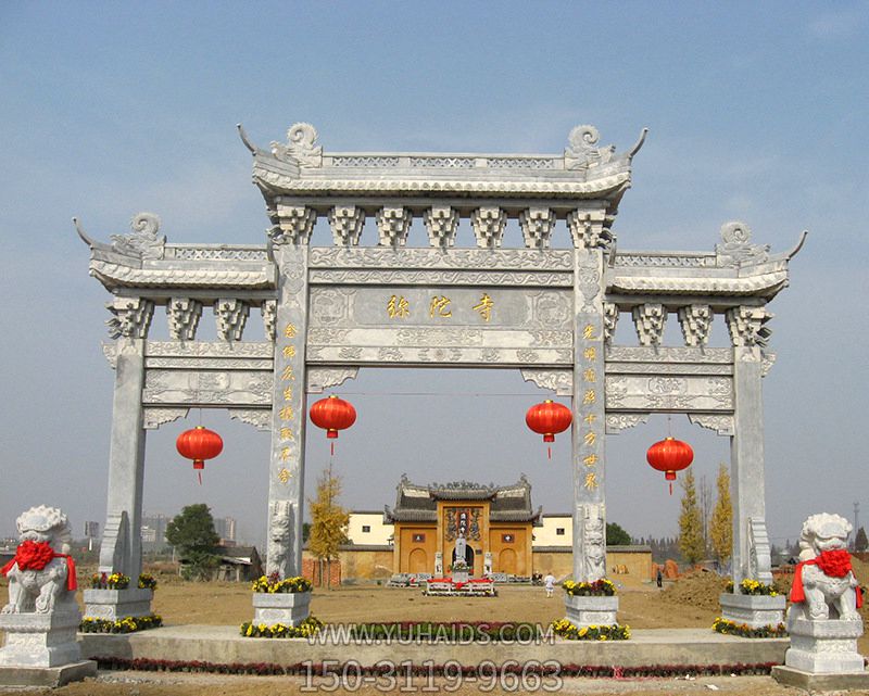 寺院景區新款青石牌坊山門石雕雕塑