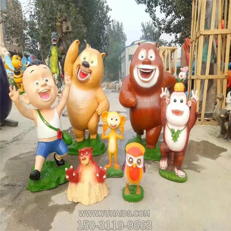 動(dòng)畫片人物景觀玻璃鋼卡通熊出沒雕塑