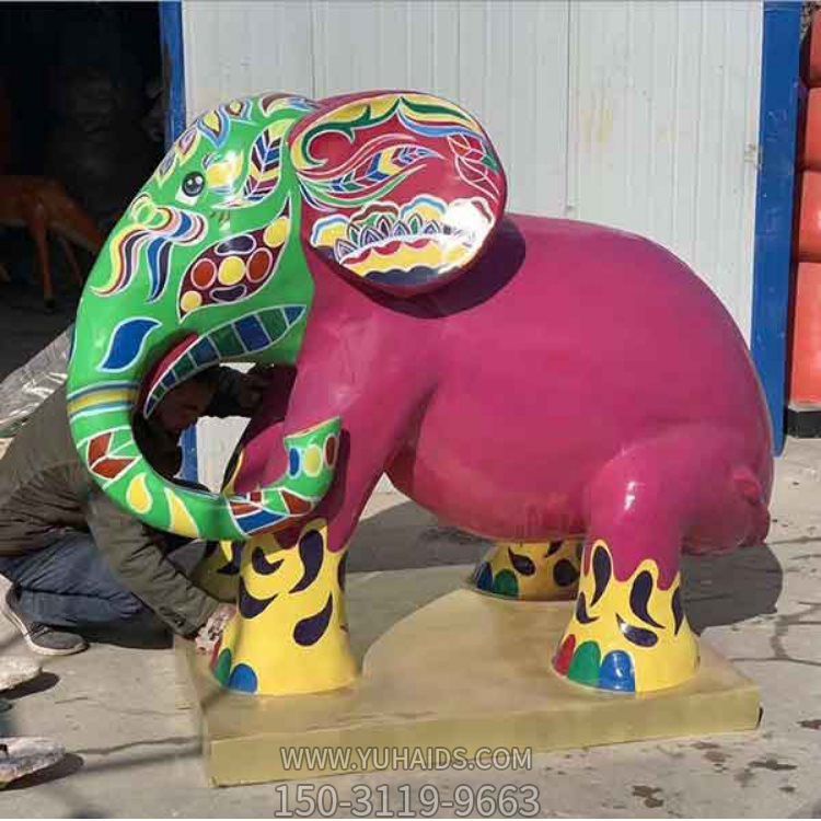 室內售樓款創意玻璃鋼彩繪大象<a href=