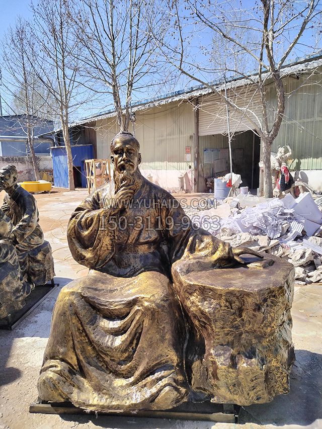 玻璃鋼仿銅老中醫中醫藥人物雕塑