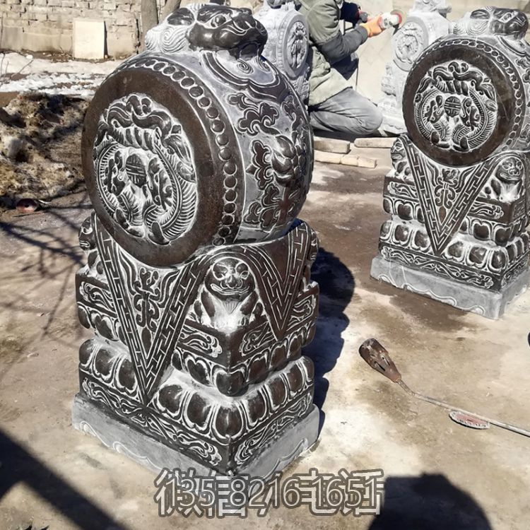 花崗巖抱鼓石門墩仿古做舊大型擺件雕塑公司門口裝飾