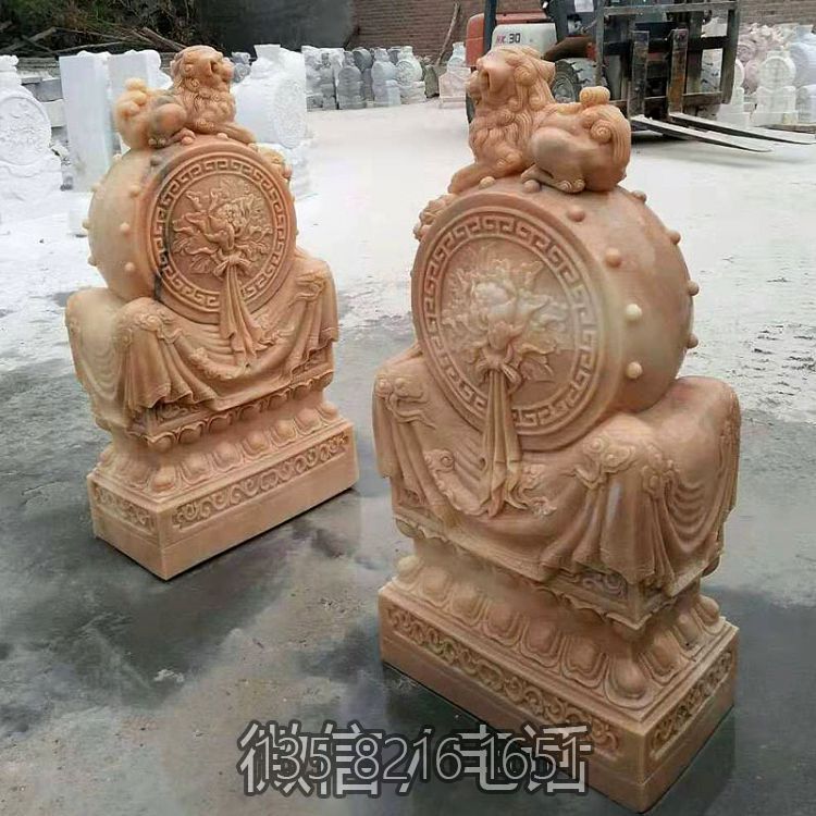 晚霞紅家用抱鼓石門墩