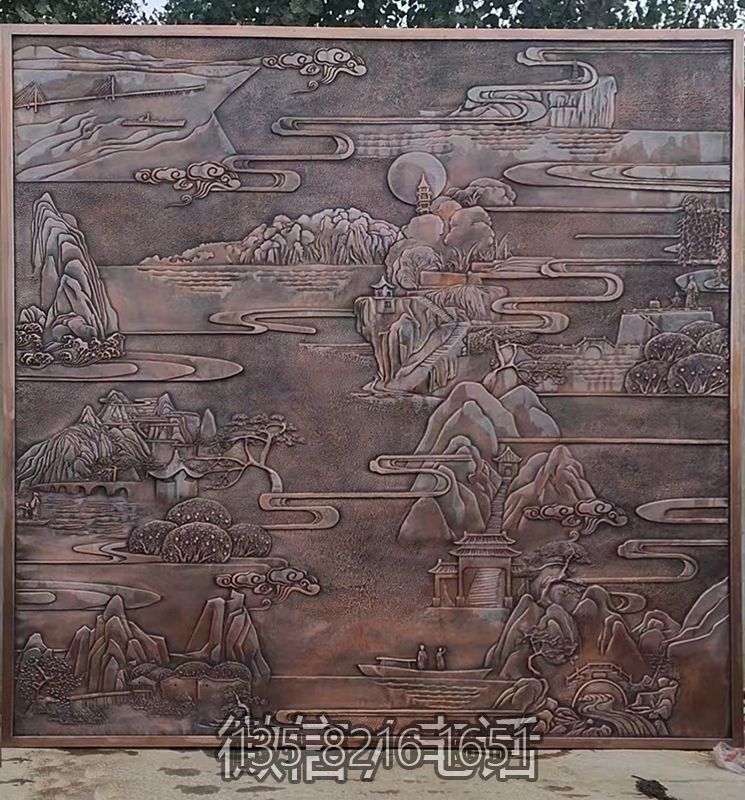 山水裝飾浮雕背景墻