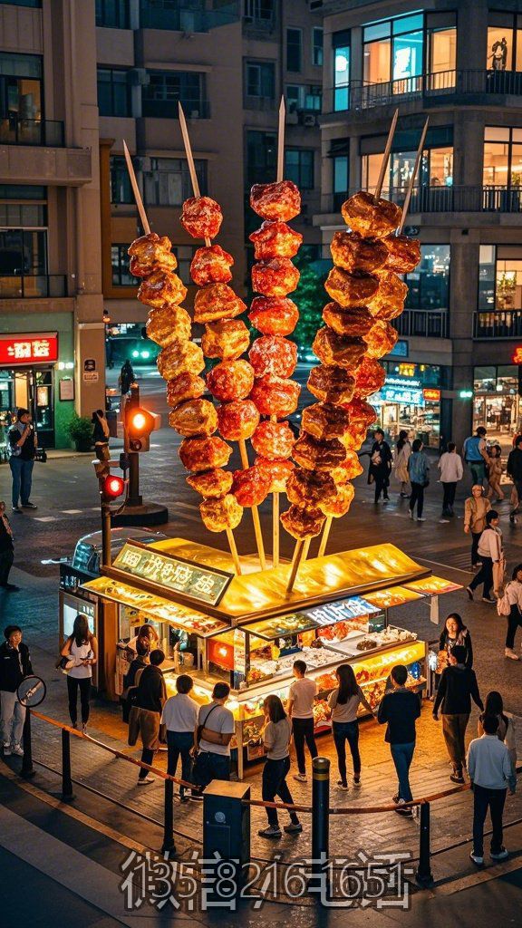 玻璃鋼仿真烤串美陳門頭雕塑