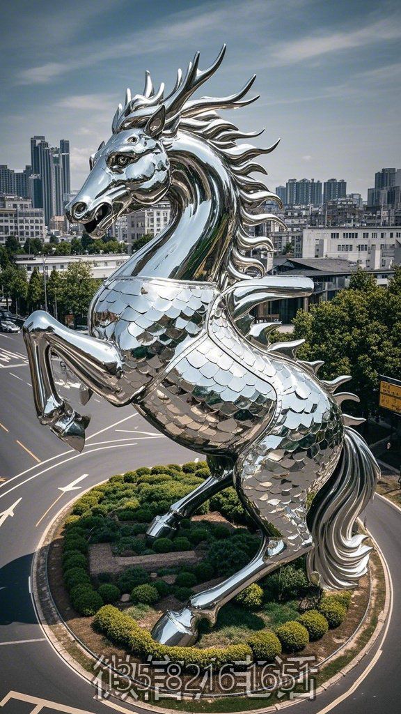大型城市地標 不銹鋼龍馬景觀大雕塑