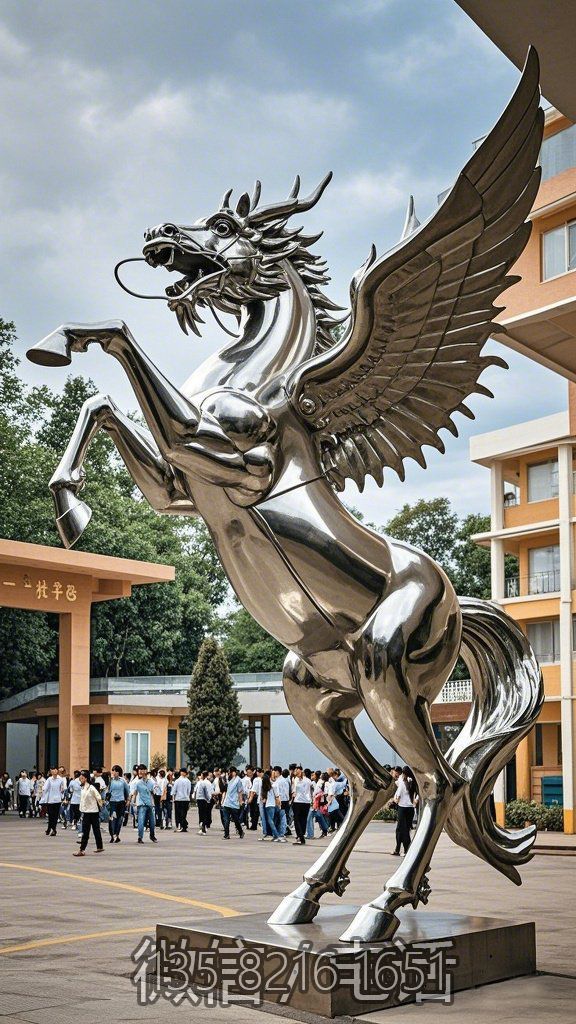 學校校園不銹鋼龍馬雕塑