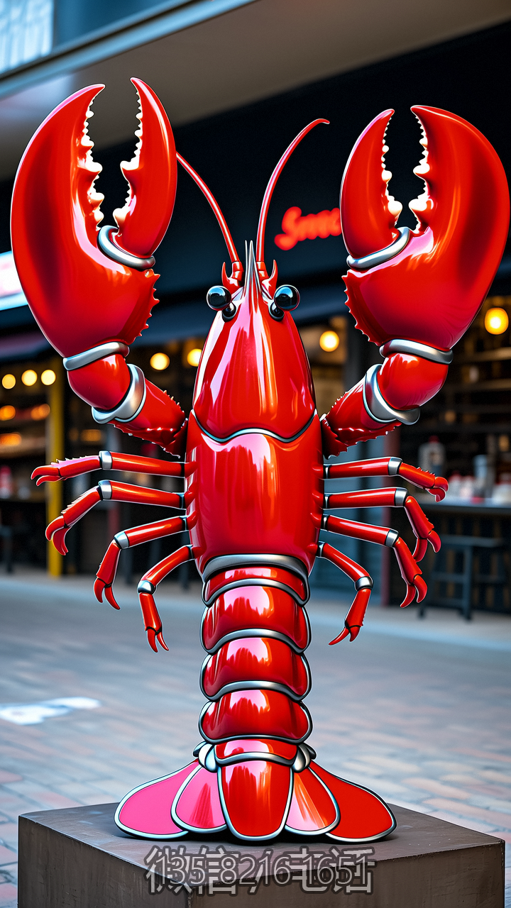 燒烤店門頭裝飾龍蝦雕塑