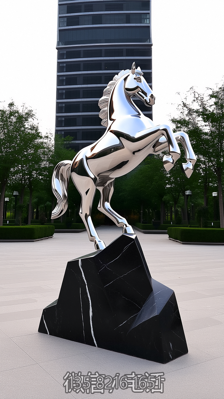 不銹鋼鏡面馬雕塑