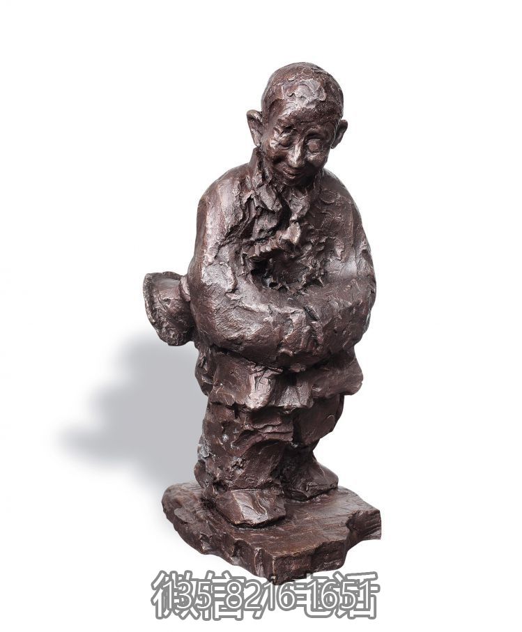 銅雕吹嗩吶的老頭雕塑